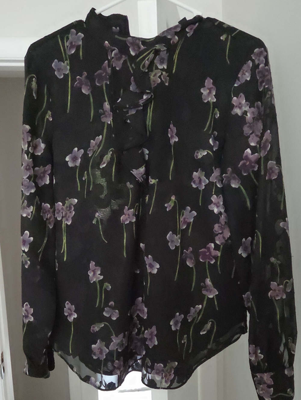 Ralph Lauren Black Sheer Floral Lightweight Jacket - Purple Floral
